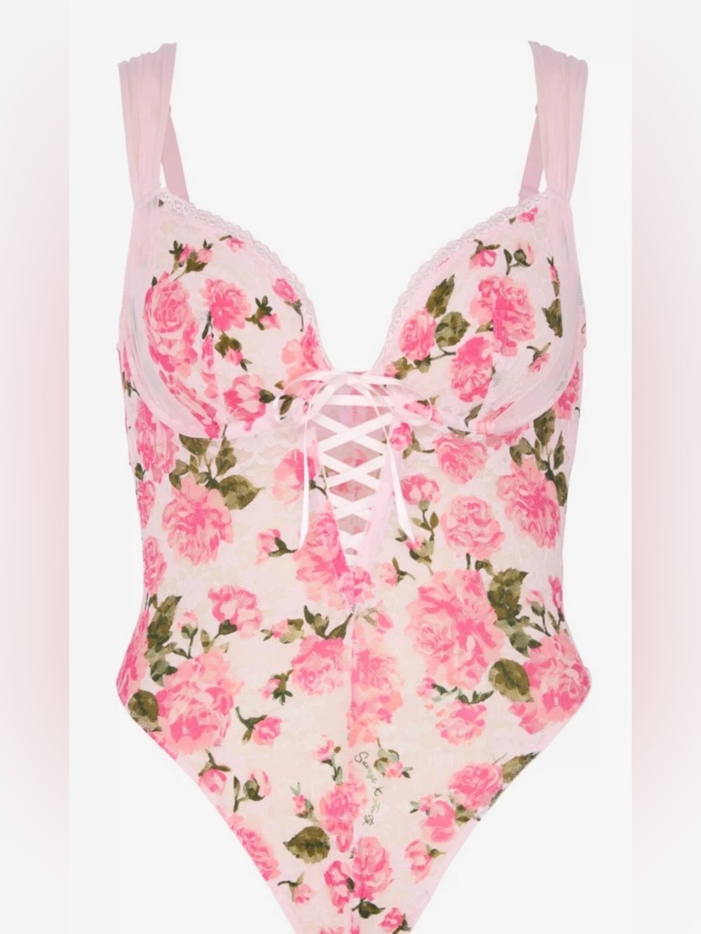 NWT Savage x Fenty SINFUL ROSE PRINTED LACE UNDERWIRE TEDDY